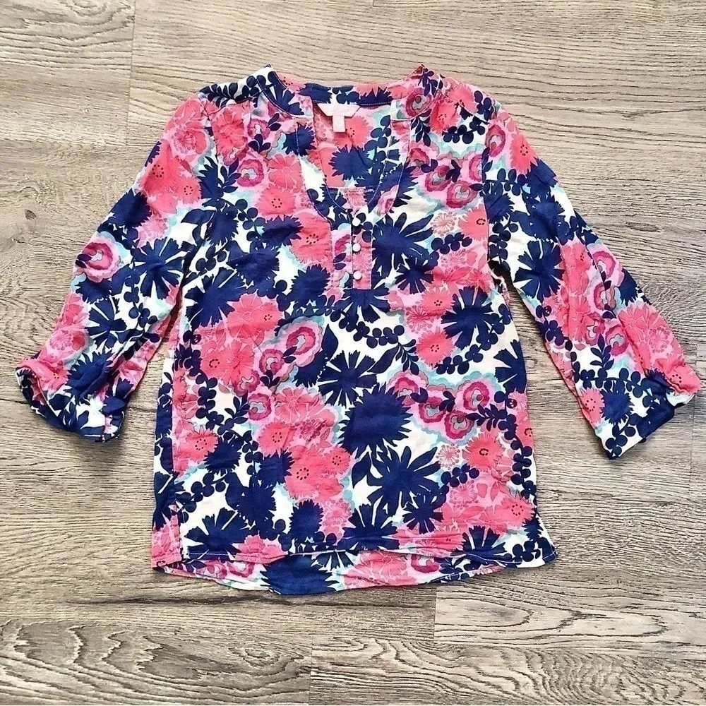 LILLY PULITZER $128 XS Martinique Top Beckon Jungle Utopia Tunic Pullover Shirt